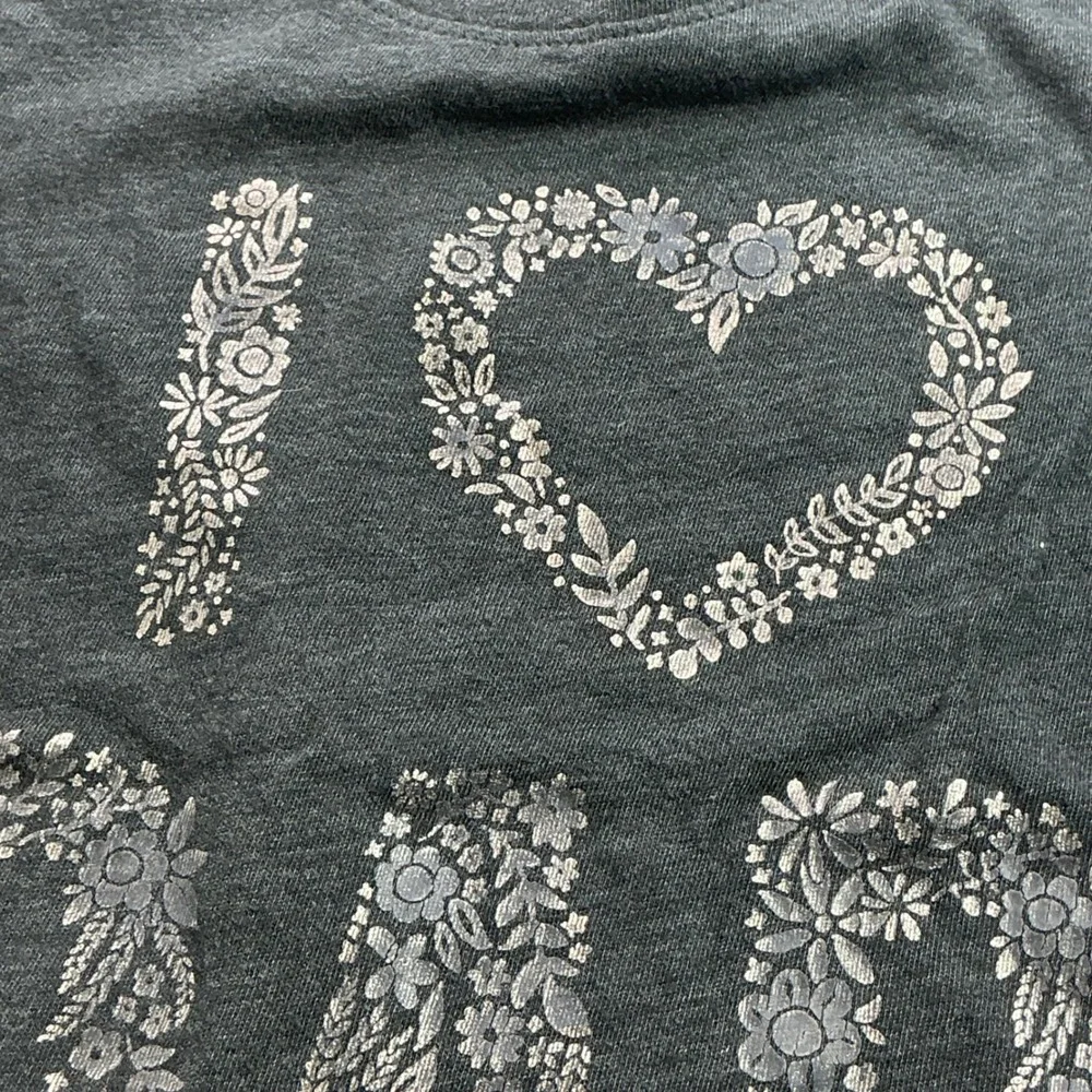 Old Navy Gray I Heart Dad T-Shirt Kids 5T Floral Silver Foil Graphic Tee